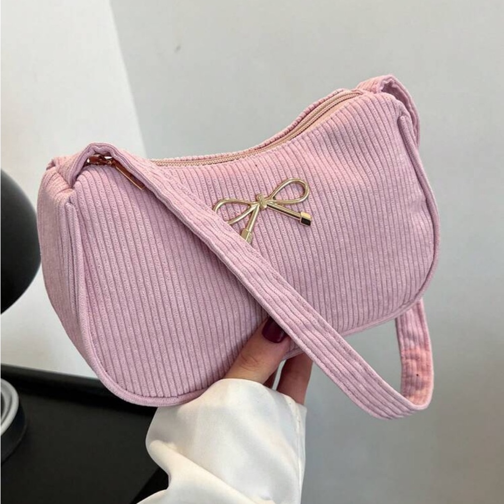 ⚠️Clearance Gold Bow Accent Pink Lightweight Women's Shoulder Bag